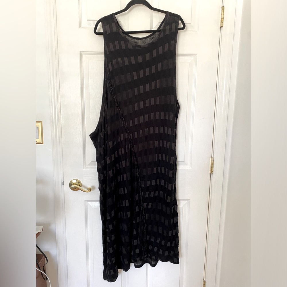 Yohji Yamamoto Y’s Asymmetrical Jaquard Sheer Checkered Grey Sleeveless Dress OS